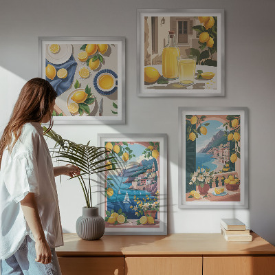 Mur de tableaux Citrons italiens fenêtre sur mer