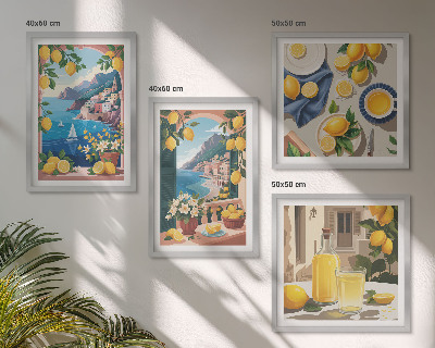 Mur de tableaux Citrons italiens fenêtre sur mer