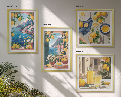 Mur de tableaux Citrons italiens fenêtre sur mer