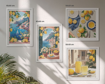 Mur de tableaux Citrons italiens fenêtre sur mer