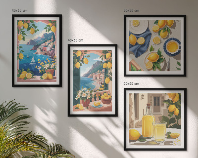 Mur de tableaux Citrons italiens fenêtre sur mer