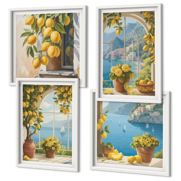 Polyptyque z cadres Paysages marins, citrons, fenêtres