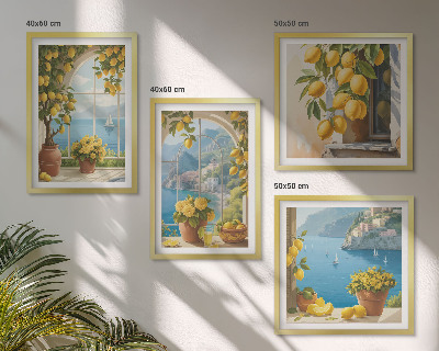 Polyptyque z cadres Paysages marins, citrons, fenêtres