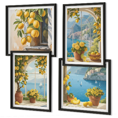 Polyptyque z cadres Paysages marins, citrons, fenêtres