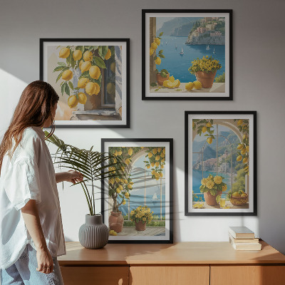 Polyptyque z cadres Paysages marins, citrons, fenêtres