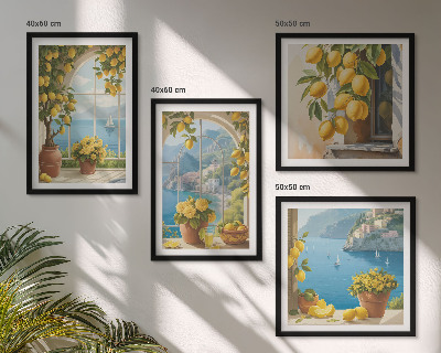 Polyptyque z cadres Paysages marins, citrons, fenêtres