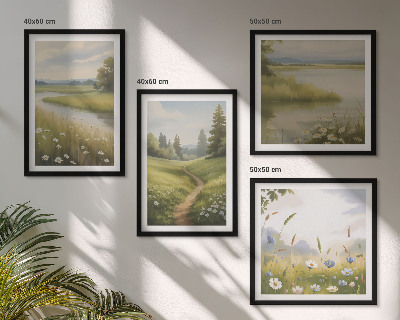 Mur de tableaux Paysage printanier, prairie riveraine