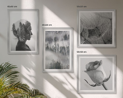 Ensemble de 4 tableaux Portrait d'une femme dans le brouillard forestier