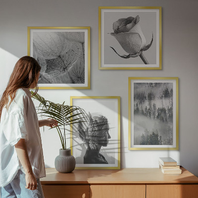 Ensemble de 4 tableaux Portrait d'une femme dans le brouillard forestier