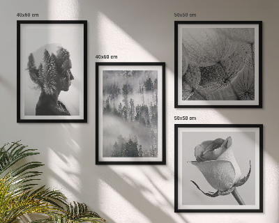 Ensemble de 4 tableaux Portrait d'une femme dans le brouillard forestier