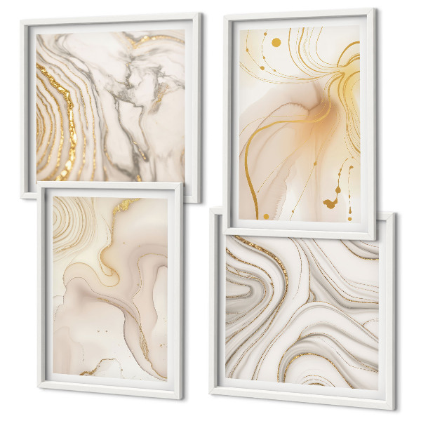 Ensemble de 4 tableaux Motifs abstraits subtils
