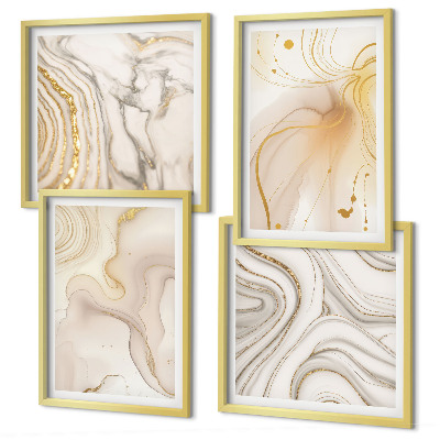 Ensemble de 4 tableaux Motifs abstraits subtils
