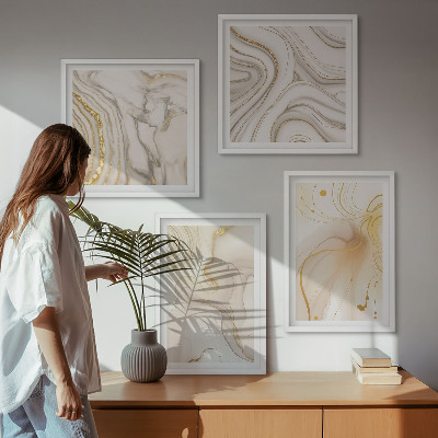Ensemble de 4 tableaux Motifs abstraits subtils