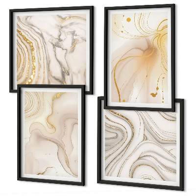 Ensemble de 4 tableaux Motifs abstraits subtils