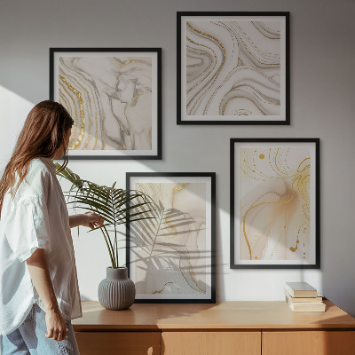 Ensemble de 4 tableaux Motifs abstraits subtils