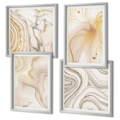 Ensemble de 4 tableaux Motifs abstraits subtils