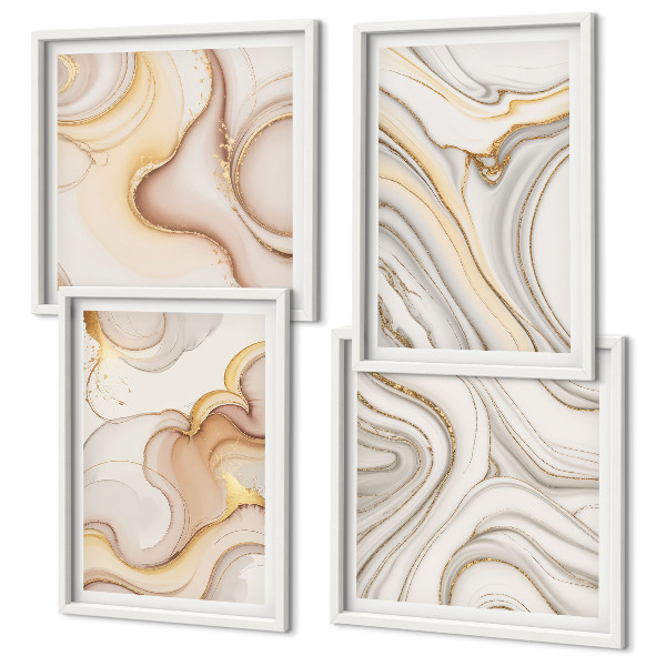 Ensemble de 4 tableaux Motifs abstraits linéaires