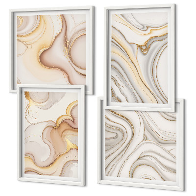 Ensemble de 4 tableaux Motifs abstraits linéaires