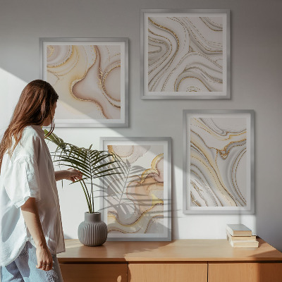 Ensemble de 4 tableaux Motifs abstraits linéaires