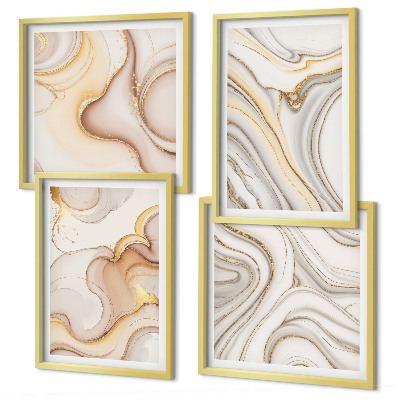 Ensemble de 4 tableaux Motifs abstraits linéaires
