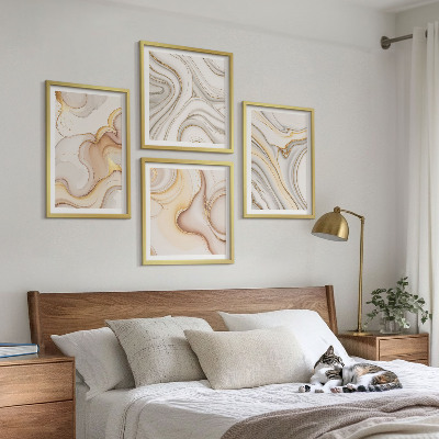 Ensemble de 4 tableaux Motifs abstraits linéaires