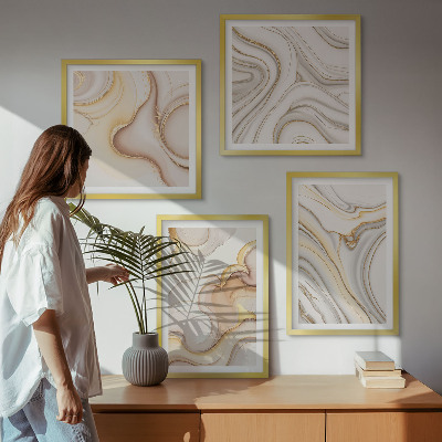 Ensemble de 4 tableaux Motifs abstraits linéaires