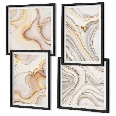 Ensemble de 4 tableaux Motifs abstraits linéaires