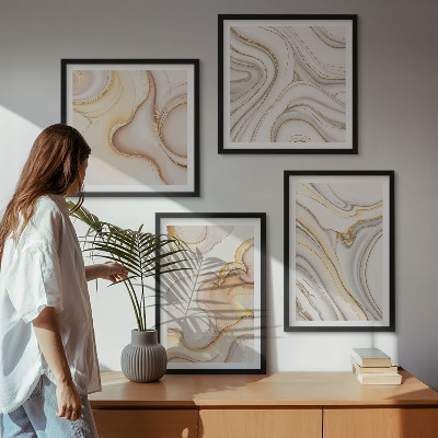 Ensemble de 4 tableaux Motifs abstraits linéaires
