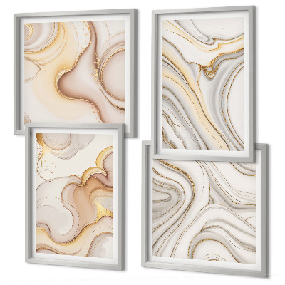 Ensemble de 4 tableaux Motifs abstraits linéaires