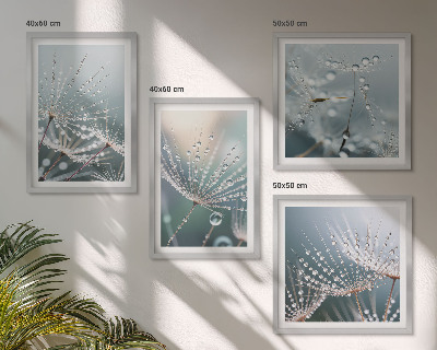 Mur de tableaux Gouttes d'eau sur les pousses de pissenlit