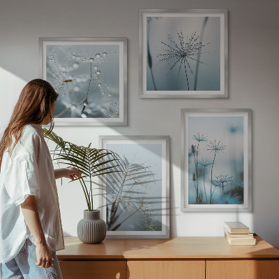 Ensemble de 4 tableaux Gouttes d'eau de pissenlit