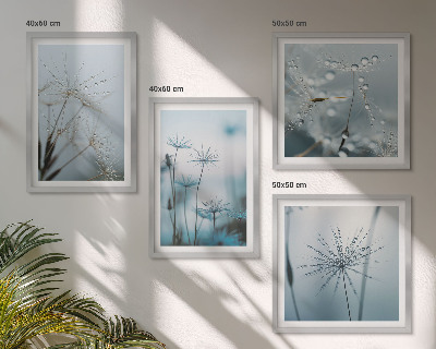 Ensemble de 4 tableaux Gouttes d'eau de pissenlit