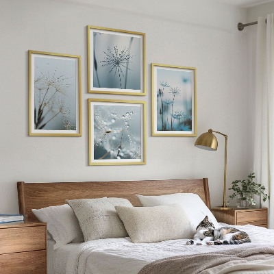 Ensemble de 4 tableaux Gouttes d'eau de pissenlit