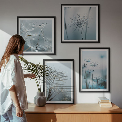 Ensemble de 4 tableaux Gouttes d'eau de pissenlit