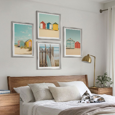 Mur de tableaux Maisons colorées, plage, soleil