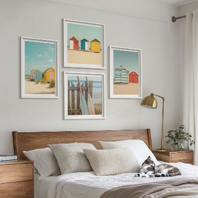 Mur de tableaux Maisons colorées, plage, soleil