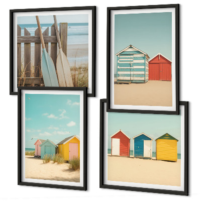 Mur de tableaux Maisons colorées, plage, soleil
