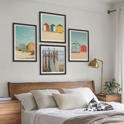 Mur de tableaux Maisons colorées, plage, soleil