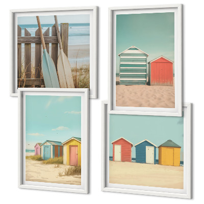 Polyptyque z cadres Maisons de plage colorées