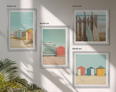 Polyptyque z cadres Maisons de plage colorées