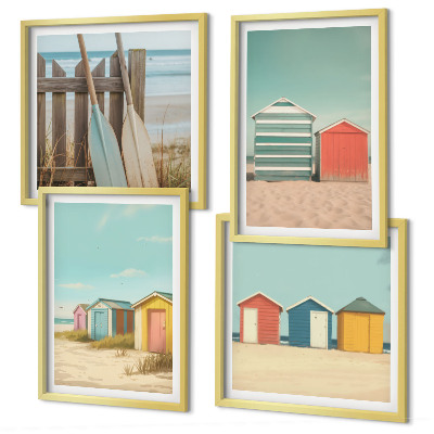 Polyptyque z cadres Maisons de plage colorées