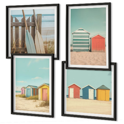 Polyptyque z cadres Maisons de plage colorées