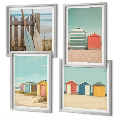 Polyptyque z cadres Maisons de plage colorées