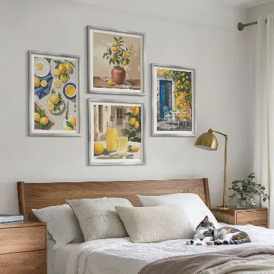 Jardin de citronniers avec boissons ensemble de 4 tableaux