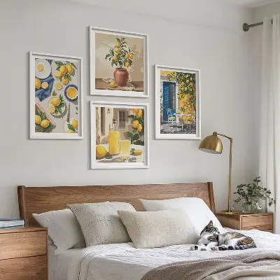 Jardin de citronniers avec boissons ensemble de 4 tableaux