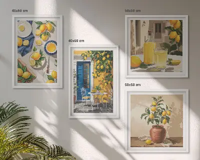 Jardin de citronniers avec boissons ensemble de 4 tableaux