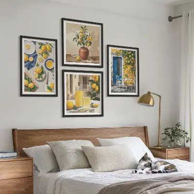 Jardin de citronniers avec boissons ensemble de 4 tableaux