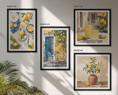Jardin de citronniers avec boissons ensemble de 4 tableaux