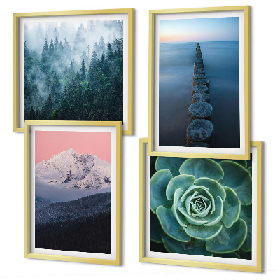 Polyptyque z cadres Montagnes ciel rose eau succulente