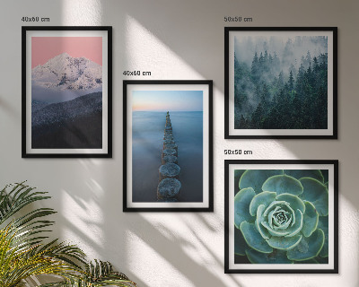 Polyptyque z cadres Montagnes ciel rose eau succulente